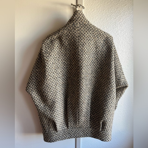 Vintage 100% Wool Coat Houndstooth Grey and Tan KAREN brand - Picture 5 of 10